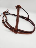 Leather Western Headstall Futurity Knot Browband One Ear Tiedown Noseband Beaded Roughout Tooled Bridles Headstall 9