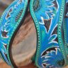 Leather Dog Collar - Blue Painted Sunflower - view 11