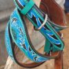 Leather Dog Collar - Blue Painted Sunflower - view 12