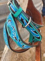 Blue Sunflower Dog Collar Leather Tooled small medium large collars for dogs 12