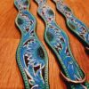 Leather Dog Collar - Blue Painted Sunflower - view 3