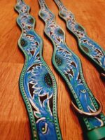 Blue Sunflower Dog Collar Leather Tooled small medium large collars for dogs 2