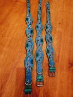 Blue Sunflower Dog Collar Leather Tooled small medium large collars for dogs 5