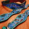 Leather Dog Collar - Blue Painted Sunflower - view 7