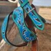 Leather Dog Collar - Blue Painted Sunflower - view 8