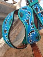 Blue Sunflower Dog Collar Leather Tooled small medium large collars for dogs 8