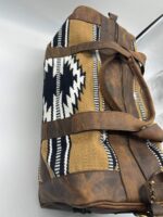 Leather western duffel bag travel bag overnight bag mens bags saddle blanket wool pendleton thunderbolt 1
