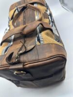 Leather western duffel bag travel bag overnight bag mens bags saddle blanket wool pendleton thunderbolt 4