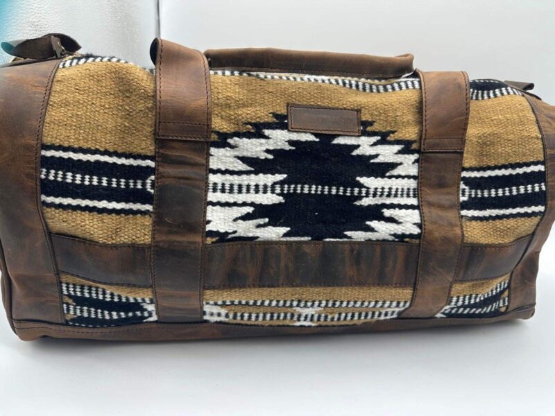 Leather western duffel bag travel bag overnight bag mens bags saddle blanket wool pendleton thunderbolt 7