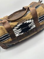 Leather western duffel bag travel bag overnight bag mens bags saddle blanket wool pendleton thunderbolt 8