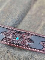 Turquoise Dog Collar Leather Western Mini Aussie Collars 17