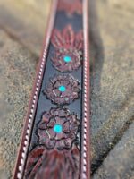 Turquoise Dog Collar Leather Western Mini Aussie Collars 19