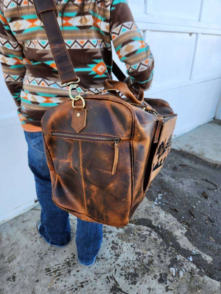 Distressed Leather Duffel Bag / Travel Bag- The Signature - Ranch