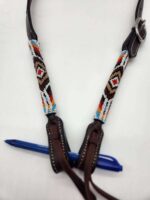 Navajo Rug Split Ear Headstall Beaded Western Horse Bridle 5