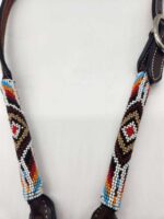 Navajo Rug Split Ear Headstall Beaded Western Horse Bridle 6