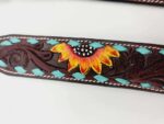 Turquoise Sunflower Buckstitch Leather Dog Collars. Quality Leather Dog Collar. Small medium large Alberta USA 6