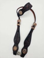 Antique Leather Sunflower One Ear Browband Leather Headstall Breast Collar Unique Sunflower Handmade Bridle 2