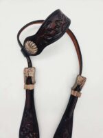 Antique Leather Sunflower One Ear Browband Leather Headstall Breast Collar Unique Sunflower Handmade Bridle 3