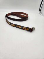 Leather Dog Leashes Tooled Matching Leather Leash 5 feet Dog collars Heavy duty with handle 1