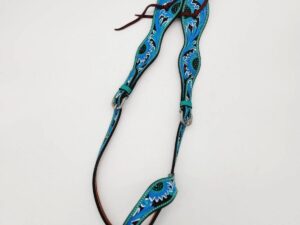 Painted Hand Carved Sunflower Broband One Ear Western Headstall Bridle So Pretty 13