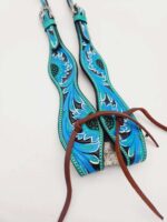 Painted Hand Carved Sunflower Broband One Ear Western Headstall Bridle So Pretty 2