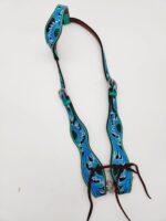 Painted Hand Carved Sunflower Broband One Ear Western Headstall Bridle So Pretty 4