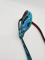 Painted Hand Carved Sunflower Broband One Ear Western Headstall Bridle So Pretty 6