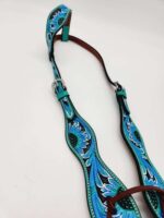 Painted Hand Carved Sunflower Broband One Ear Western Headstall Bridle So Pretty 8