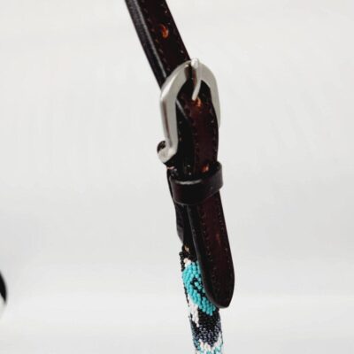 Turuqoise Beaded Beading Headstall Bridle Western Browband One Ear Short Cheek 10