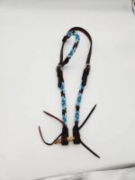 Turuqoise Beaded Beading Headstall Bridle Western Browband One Ear Short Cheek 16