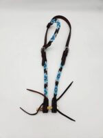 Turuqoise Beaded Beading Headstall Bridle Western Browband One Ear Short Cheek 18