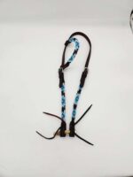 Turuqoise Beaded Beading Headstall Bridle Western Browband One Ear Short Cheek 19