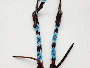 Turuqoise Beaded Beading Headstall Bridle Western Browband One Ear Short Cheek 20