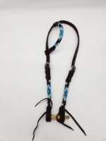 Turuqoise Beaded Beading Headstall Bridle Western Browband One Ear Short Cheek 22