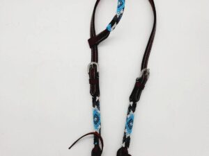 Turuqoise Beaded Beading Headstall Bridle Western Browband One Ear Short Cheek 22