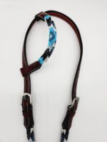 Turuqoise Beaded Beading Headstall Bridle Western Browband One Ear Short Cheek 24