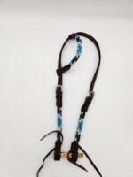 Turuqoise Beaded Beading Headstall Bridle Western Browband One Ear Short Cheek 25