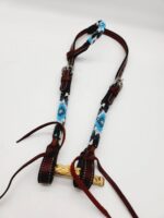 Turuqoise Beaded Beading Headstall Bridle Western Browband One Ear Short Cheek 26