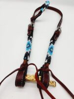 Turuqoise Beaded Beading Headstall Bridle Western Browband One Ear Short Cheek 27