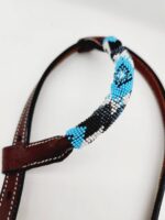 Turuqoise Beaded Beading Headstall Bridle Western Browband One Ear Short Cheek 30