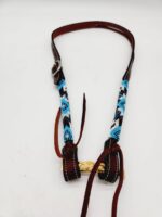 Turuqoise Beaded Beading Headstall Bridle Western Browband One Ear Short Cheek 37