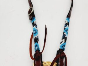 Turuqoise Beaded Beading Headstall Bridle Western Browband One Ear Short Cheek 37