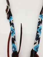 Turuqoise Beaded Beading Headstall Bridle Western Browband One Ear Short Cheek 39