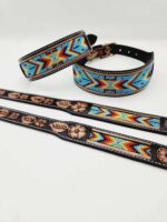 Beaded Dog Collars Leather Blue Red Orange Yellow Cedar Dog Collars Small Medium Large For Sale Durable Strong Heavy Duty Beadwork (14)