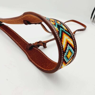 Fire ICe Beaded Western Noseband Tiedown Tie Down Leather Western Horse Tack For Sale Beadwork (10)