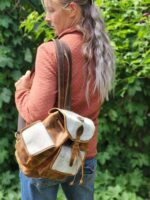 Cowhide Leather Backpack Saddle Blanket Western Fashion Cowgirl Back to School Travel Native Cowhide Purse Backpack (9)