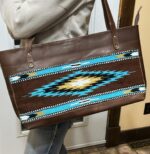 a western tote bag purse bags leather fashion bag diaper bag travel bag weekend bag purse tote saddle blanket (29)