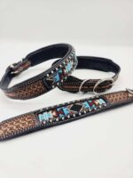 Leather Dog Collars Beaded Beadwork Dog Collars with beads sturdy padded comfortable western ranch dog cowboy (19)