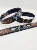 Leather Dog Collars Beaded Beadwork Dog Collars with beads sturdy padded comfortable western ranch dog cowboy (20)