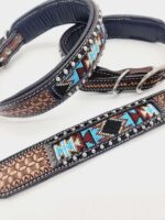 Leather Dog Collars Beaded Beadwork Dog Collars with beads sturdy padded comfortable western ranch dog cowboy (21)